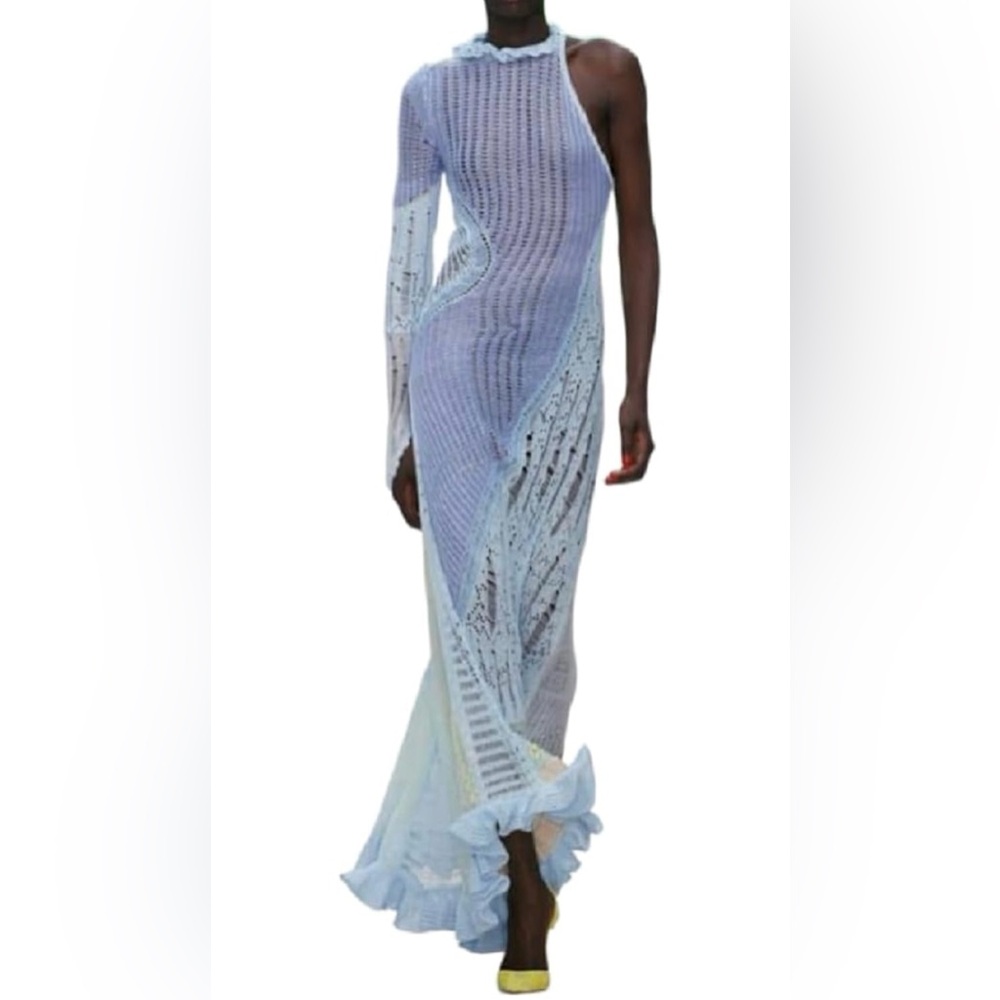 Elegant Blue Sheer Dress